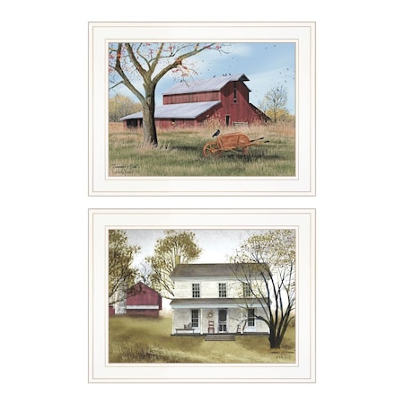 Homeroots Set Of Two Summers End 1 White Framed Print Wall Art, 2PK 406189