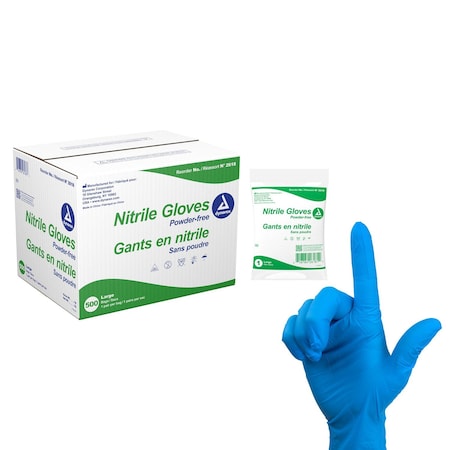 Dynarex Nitrile Exam Gloves In A Bag, Large, Powder-Free, Blue, 1000PK 2618