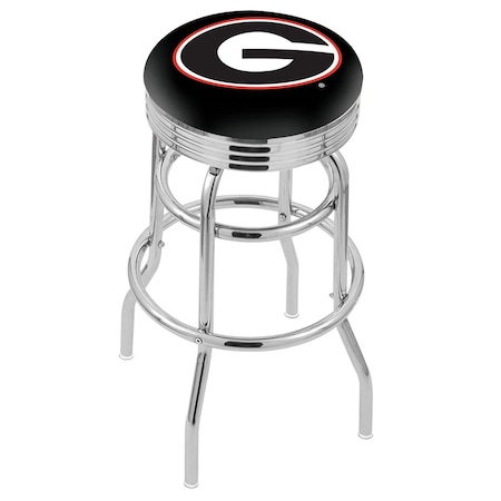 Holland Bar Stool Co 30" Chrome 2-Ring Georgia "G" Swivel Bar Stool, Accent Ring L7C3C30GA-G