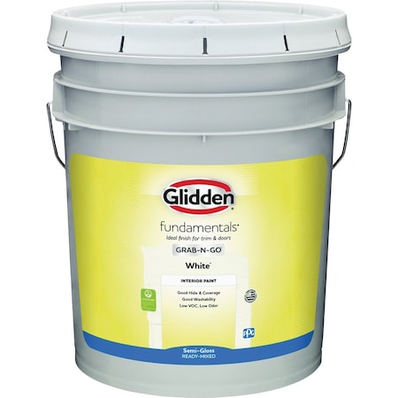 Glidden Fundamentals Grab-N-Go Semi-Gloss Interior Paint Wht 5 Gal. GLFIN60WHT/05