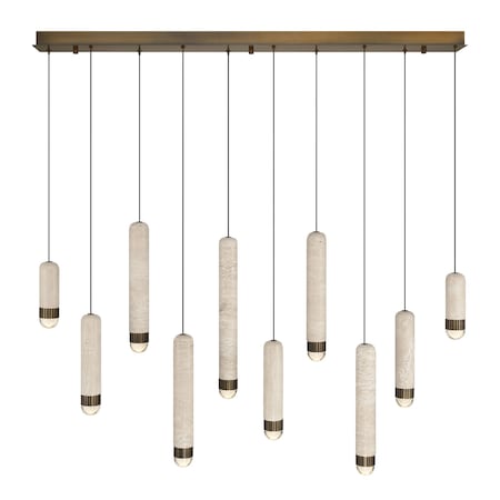 Euf Cambre, Chandelier , 10-Light, 50", Antique Brass, Travertine 50129-027