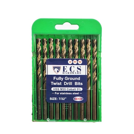 Ecs Hardware HSS Drill Bit x 10 Fully Ground, 5% Cobalt M35 ECSH-DRILL-732