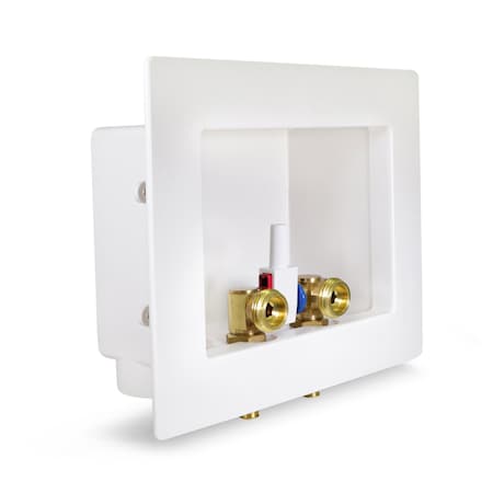 Everflow Washing Machine Outlet Box, Dual Drain, Assembled W/ 1/2'' PEX A Valves, White ABS SB200-F