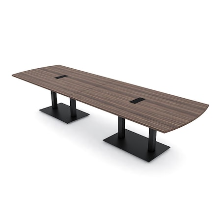 Skutchi Designs Arc Rectangle Meeting Room Table, 45 in W, 144 in L, Brown HAR-AREC-48x144-DOU.BK-H3041-EBLK