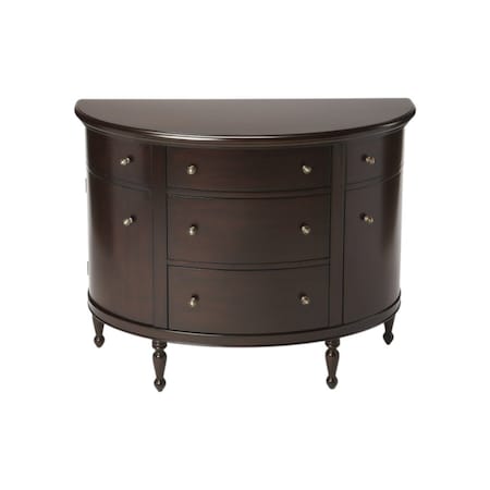 Homeroots 41in Dark Brown Solid Wood Five Drawer Sideboard 389789
