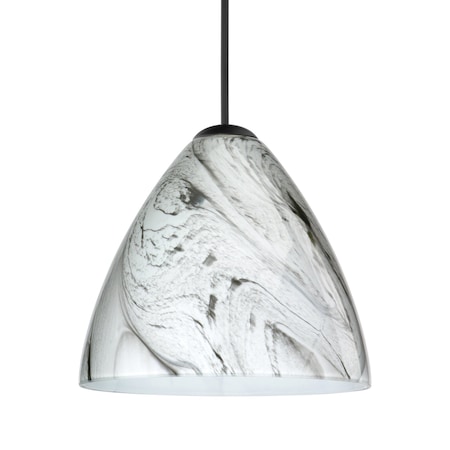 Besa Lighting Besa Mia Pendant, Marble Grigio, Black Finish, 1x 5W LED 1XT-1779MG-LED-BK