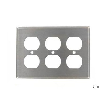Leviton Receptacle Wall Plate, Number of Gangs: 3 Stainless Steel, Silver 84030-40