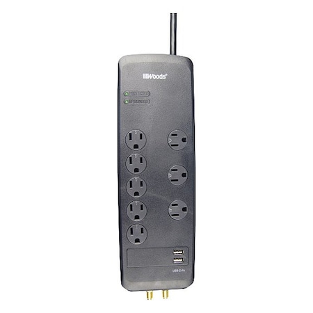 Southwire SurgeProtector, Black, 6-1/4in, 8Outlets 41629