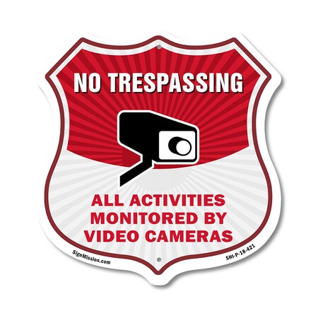 Signmission No Trespassing Shield Sign All Activitie, 18 Inch X 18 Inch, Plastic Sign SHI-P-18-421