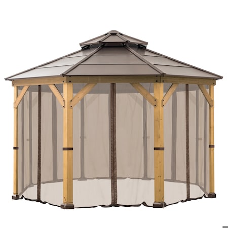 Sunjoy Brown Mosquito Netting for 13 ft. x 13 ft. Octagon Hardtop Gazebo A111515800