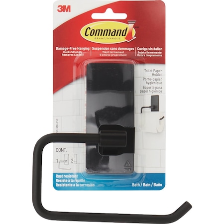 Command Bath Matte Black Adhesive Toilet Paper Holder 2 Strips BATH53-MB-ESF