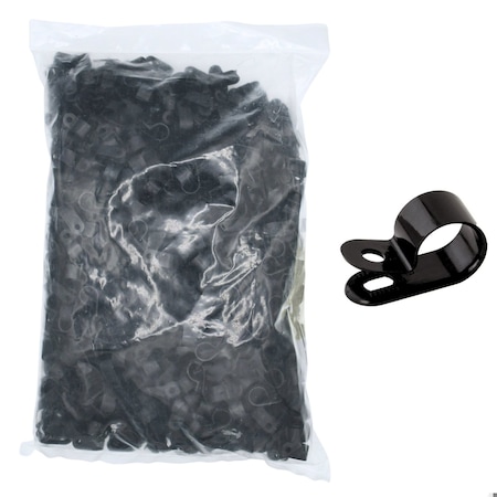 Cable Ties Unlimited Cable Clamp, 1/2 in Bundle Dia, 1/2 in W, Nylon 6/6, Black, 1000PK CC5-1/2-0M