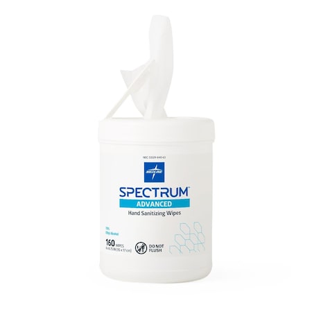 Medline Spectrum Hand Sanitizer Wipes with 70% Ethyl Alcohol, 160 Wipes/Container, 6PK HH70W160