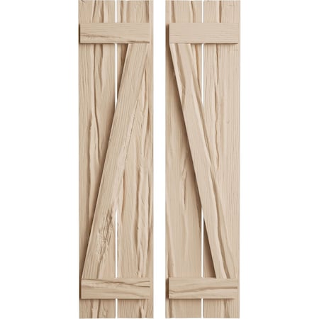 Ekena Millwork Rustic Two Board Spaced Board-n-Batten Riverwood Faux Wood Shutters w/Z-Board, 11 1/2W x 38H, PR SHUBSZ11X38RWPR