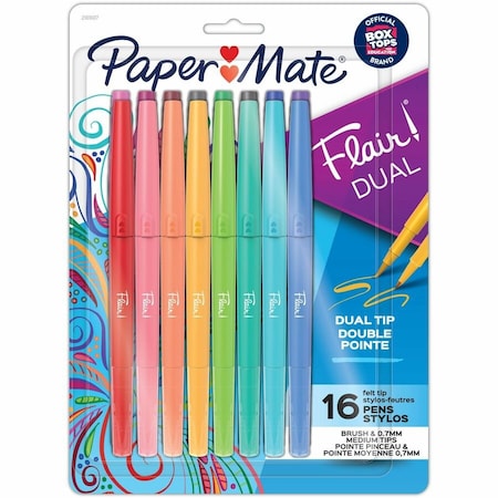 Paper Mate Flair Duo Pens, 0.7 mm Medium Pen Point, Assorted Ink, 4PK 2181607