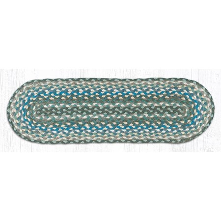 Palacedesigns Jute Oval Stair Tread - Sage Ivory & Settlers Blue - 27 x 8.25 in. PA2846019