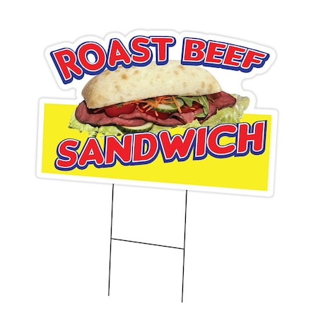 Signmission Roast Beef Sandwich Die Cut Yard & Stake outdoor plastic coroplast window, 1824-Roast Beef Sandwich C-DC-1824-Roast Beef Sandwich19