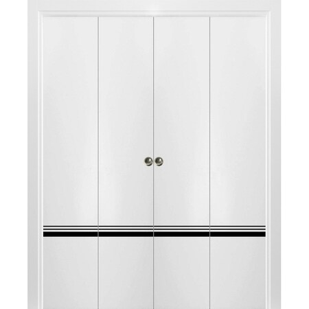 Sartodoors Sliding Closet Double Bi-fold Doors 72" x 80" (4* 18x80), Planum 0012 White Silk PLANUM0012DBF-WS-72 x 80 (4* 18x80)