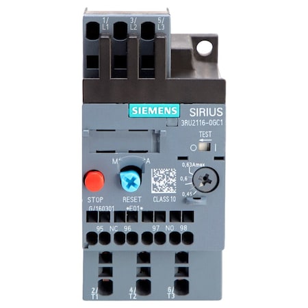 Siemens Overload relay 0.45.0.63 A Thermal For motor protection Size S00 Class 10 3RU2116-0GC1