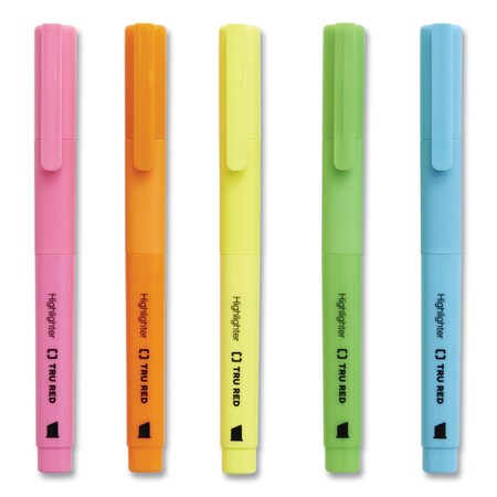 Tru Red Pen Style Chisel Tip Highlighter, Assorted Ink Colors, Chisel ...