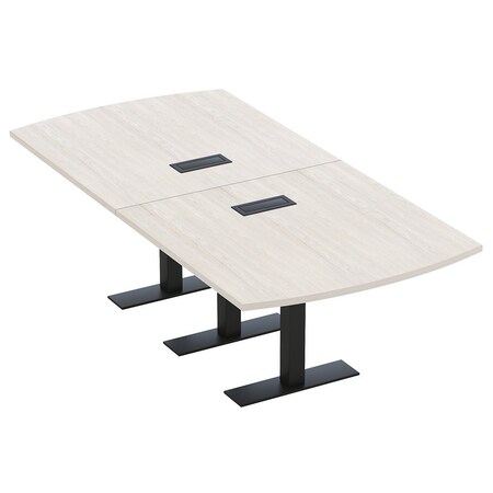 Skutchi Designs Person Conference Table With Power Unit | 8' Arc Rectangle Table | Harmony Series HAR-AREC-48X96-T.BK-K458-EBLK