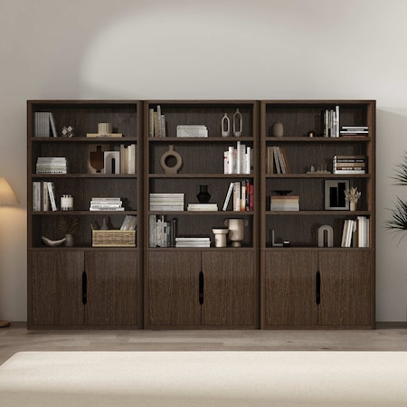 Manhattan Comfort Rivington 40in Bookcase Cabinet in Walnut - Set of 3 3-BC006-BR