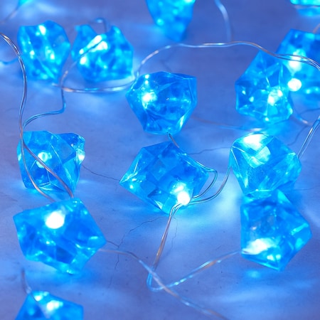 Elegani 10 LED Crystal String Lights - 4.9ft Cool Blue, Clear Wire, Indoor Decorative Fairy Lights PH-600051