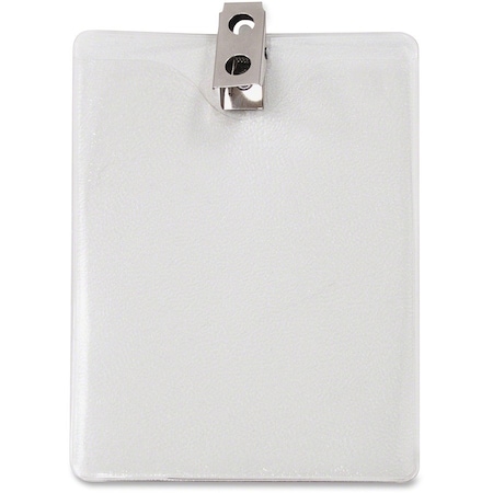 Advantus Vertical Badge Holder with Clip - 3" Width x 4" Length - Vinyl - Clear - 50 / Pack 75457