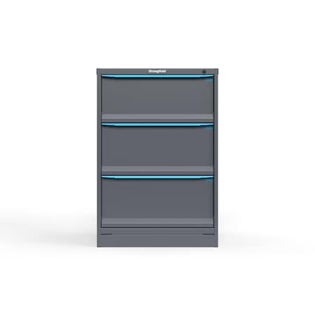 Strong Hold 3 drawer cabinet - (1x 11ft, 2x 12ft) - Blue accents - Keyed Alike S3044-PPAAS-0301FS
