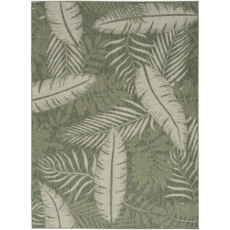 Homeroots 5' X 7' Ivory And Green Palm Leaf Indoor Outdoor Area Rug 552513