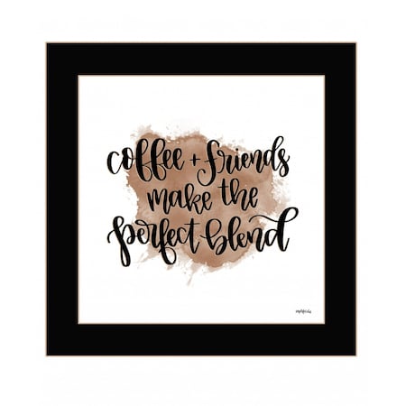 Homeroots Coffee and Friends 1 Black Framed Print Wall Art 416118