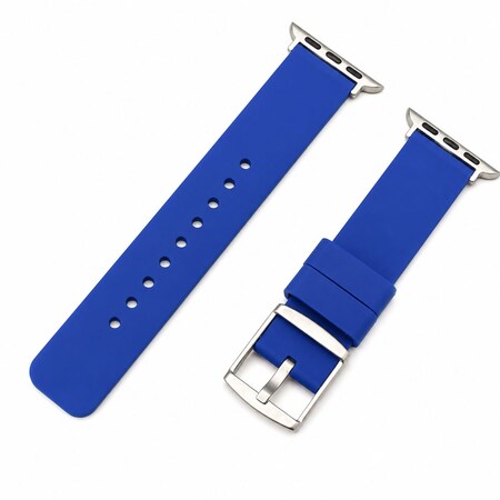 Elegani Replacement Rubber Watch Replacement Band Compatible with Apple Watch 40mm, Dark Blue, Silver Buckle OMGSWT-DBLU-40
