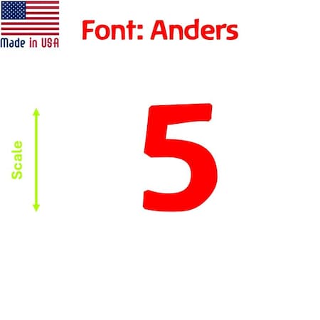 Aacc Self-Adhesive Vinyl Number: 5, Size: 2 in. Color: Red Font: Anders, 8PK AACC-Anders-N5-Red-I2x8