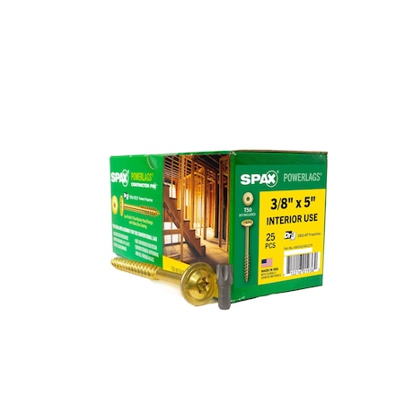 Spax 3/8 in x 5 in Interior Structural Wood Lag Screws Powerlags Washer Head T-Star, 25PK 4581021001275