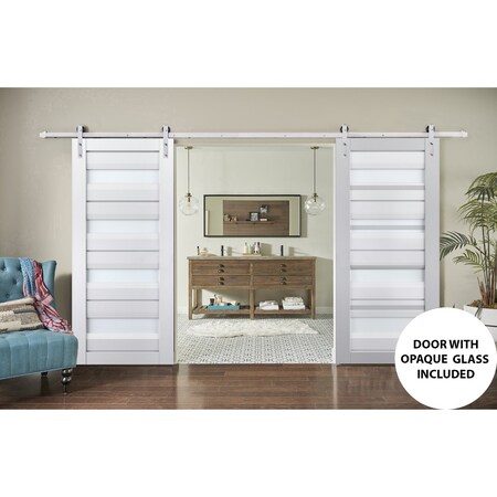 Sartodoors Sturdy Double Barn Door White Solid Core Modern Interior VEREGIO7455DB-S-WS-36