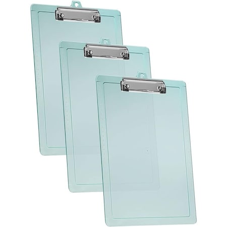 Acrimet 3 Pack Clipboard Letter Size Low Profile Clip & Side Rulers, Durable Plastic, Clear Green, 3PK 134.5