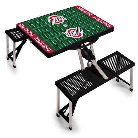 Picnic Time Family Of Brands Ohio State Buckeyes - Football Field - Picnic Table Portable Folding Table, Black 811-00-175-445-0