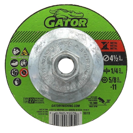 Gator Finishing 4.5 in. X 1/4 in. X 5/8 in. Metal Cut-Off Wheel, Type 27 9619