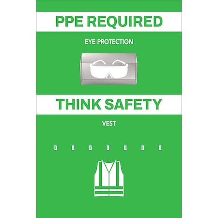 Visual Workplace PPE Shadow Board, Green, 24 in H 30-1910-3624-P61401