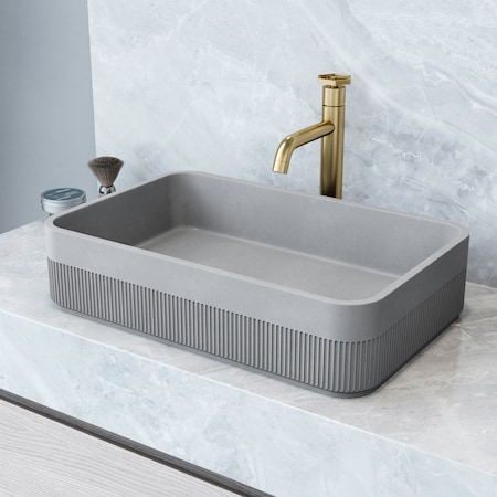 Vigo Cypress Concreto Stone Rectangular Fluted Bathroom Vessel Sink VG04075