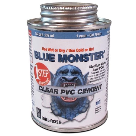 Blue Monster Blue Monster Clear All Weather Cement For PVC 8 oz. BL7092
