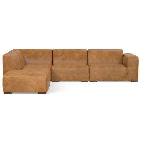 Homeroots 116" Sienna Leather Sofa With Ottoman With Brown Legs 641072