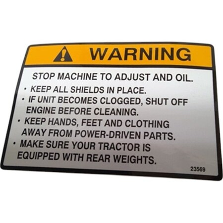 John Deere LABEL, JOHN DEERE OEM GXH23569  GXH23569