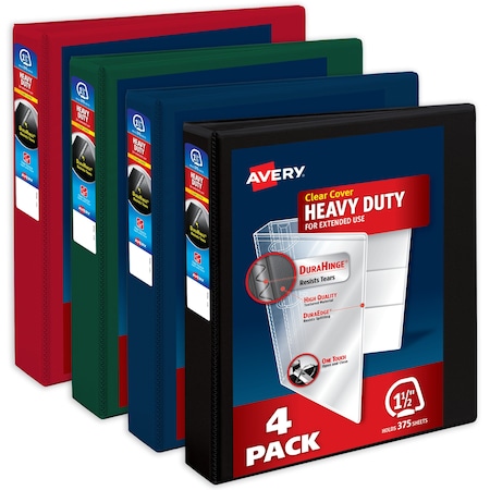 Avery Binder, Assorted Dark Colors, PK4 79635