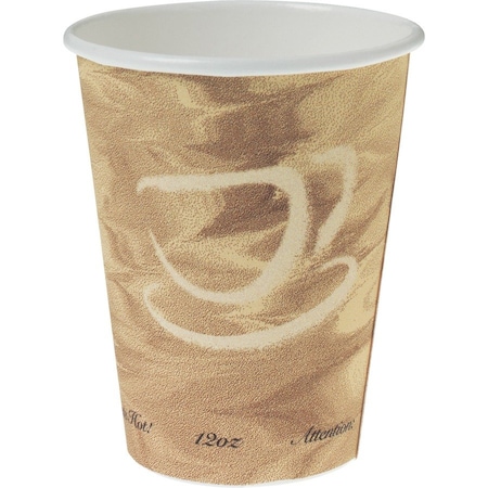 Dart Mistique Polycoated Hot Paper Cup, 12 oz., Printed, Brown, PK1000 412MSN-0029