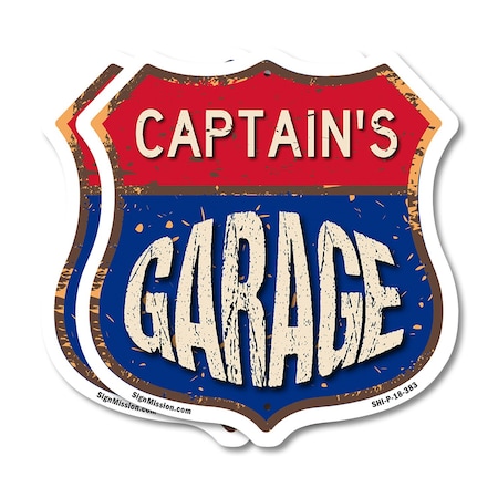 Signmission Captain's Garage, 18 inch X 18 inch, Plastic Sign, 2PK SHI-P-2PACK-18-383-CAPTAIN