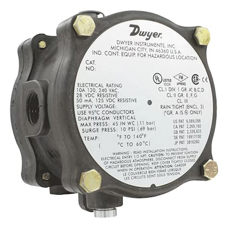 Dwyer Instruments Explosion-Proof Pressure Switch 1950G-0-B-120-NA