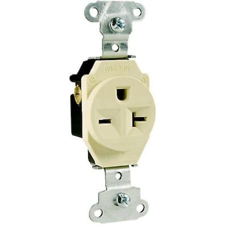 Legrand Straight Blade Receptacle, 6-20R, 20 A, 250V AC, 2 Pole, 3 Wire, Grounded 5851ICC8