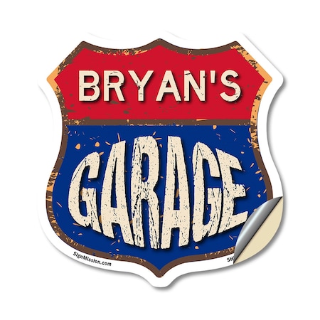 Signmission Bryan's Garage, 12 Inch X 12 Inch, Vinyl Decal SHI-D-12-383-BRYAN