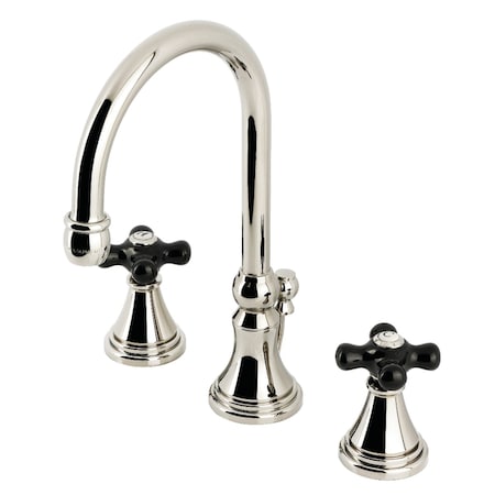 Kingston Brass Widespread Bathroom Faucet with Brass Pop-Up, Polished Nickel KS2986PKX